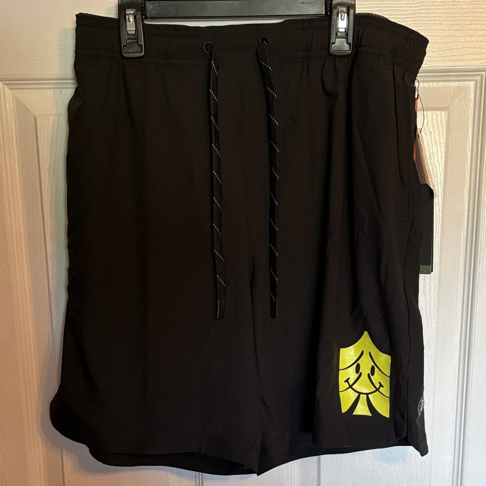 Roark Black and Yellow Athletic Men Shorts